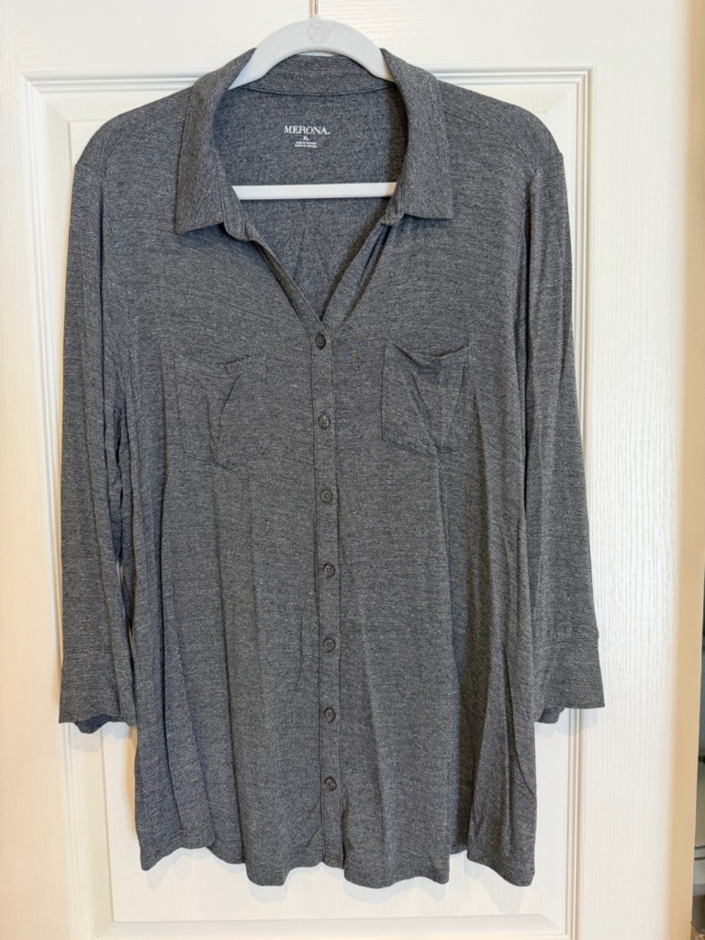 Merona Women's Heather Gray Casual Button-Down Shirt